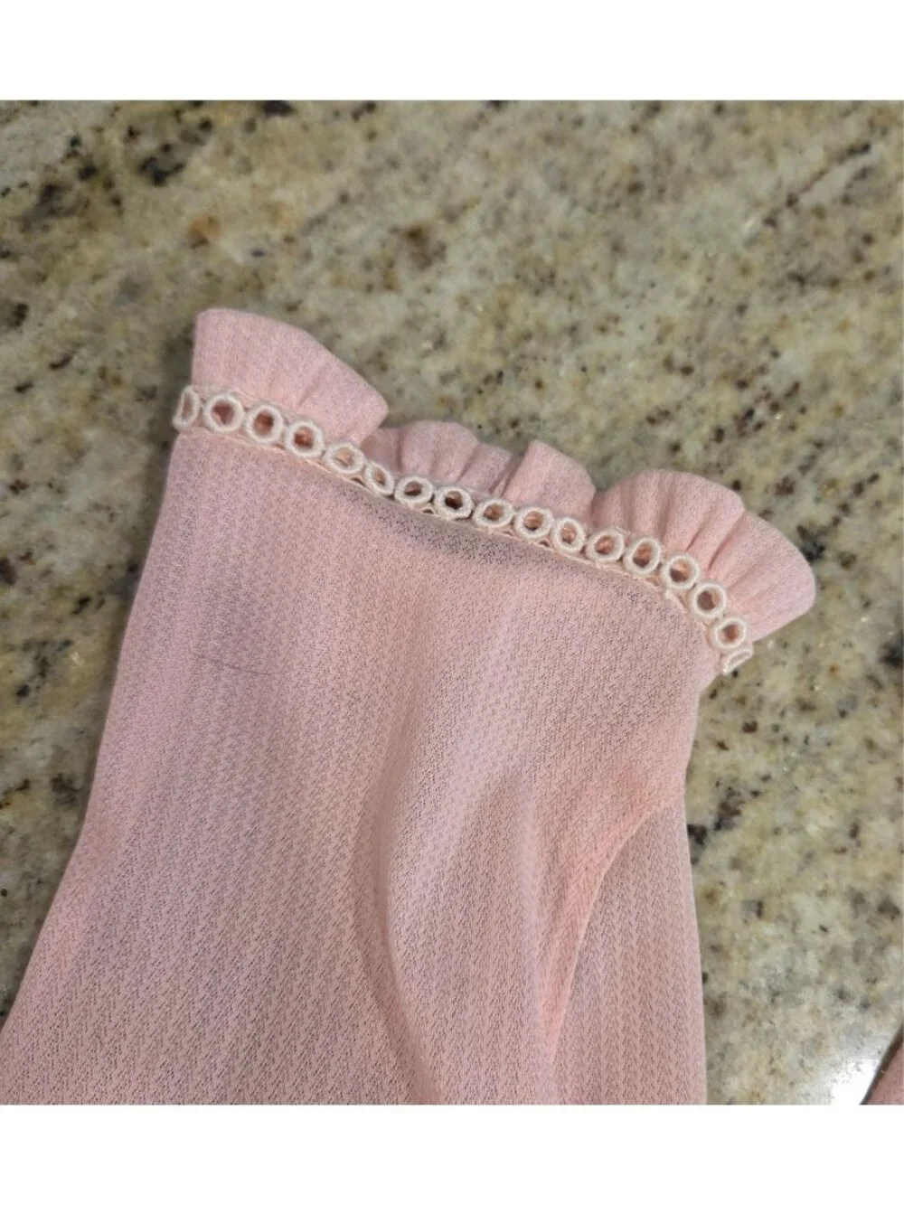 Vintage Womens Size L/XL Pink Nylon Formal Gloves Ruffle Wrist
